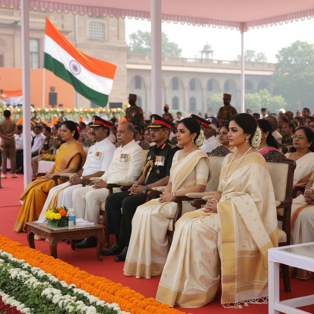 Trisha Seated With Vijay's Parents at Independence Day Event